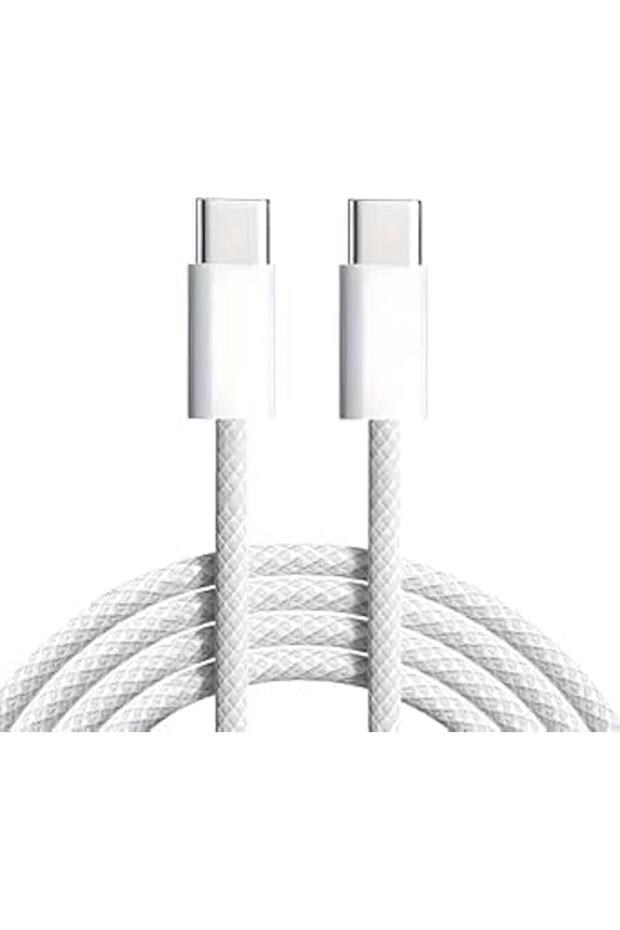كيبل USB C مضفر 60 واط من فيرست ويف بطول 1 متر، 60 واط لنقل البيانات وشحن سريع بي دي متوافق مع ايفون