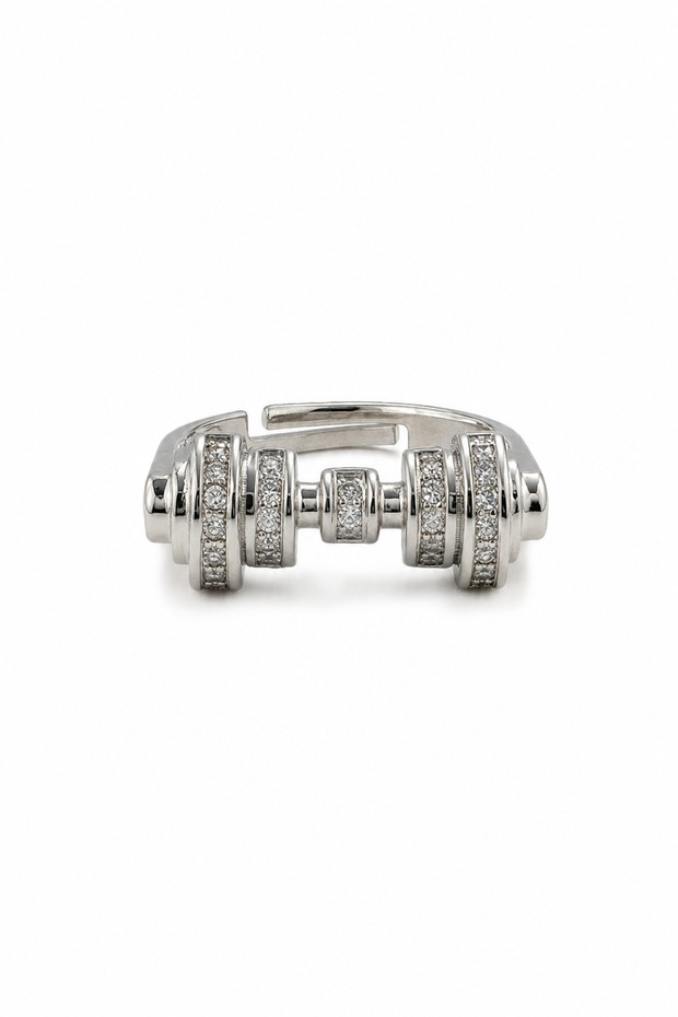 Stylish Design Zircon Stone Gray Color Adjustable Steel Ring