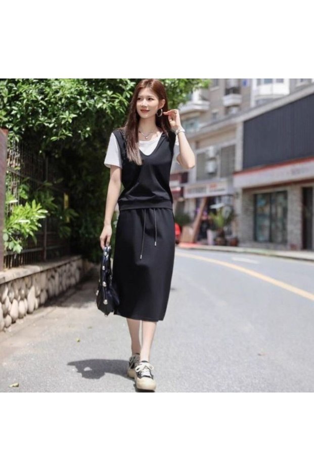 Women's Black Two-Piece Dress Set