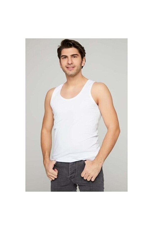 Tutku-Men's 101 Cotton Combed Cotton Undershirt - White - XL