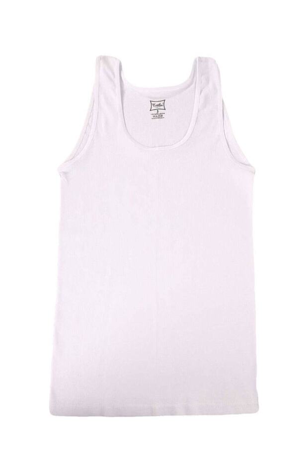 Women's White Ribbed Wide Strap Women's Undershirt 136 |