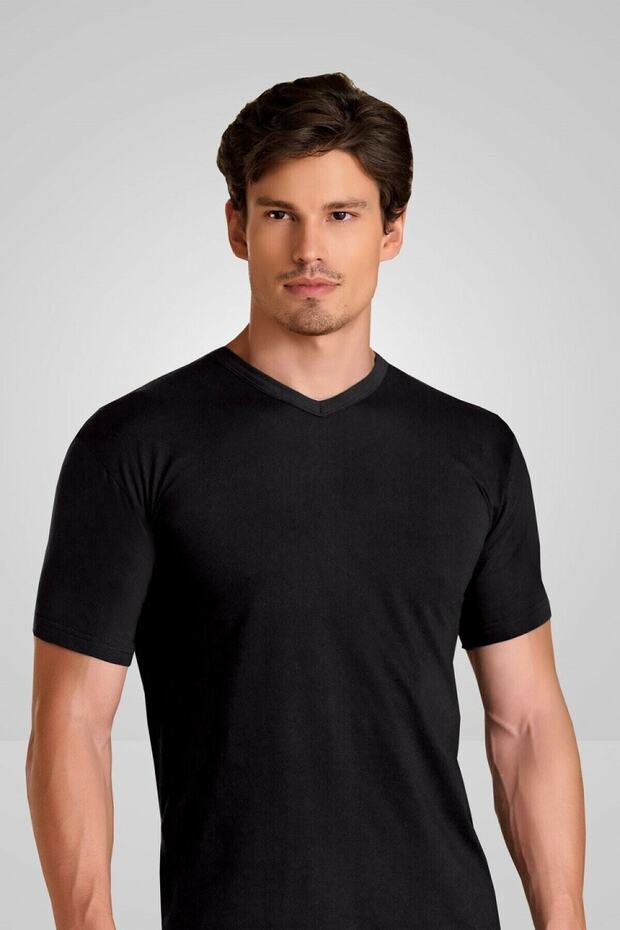 Tutku-Men's Black V-Neck Undershirt Undershirt