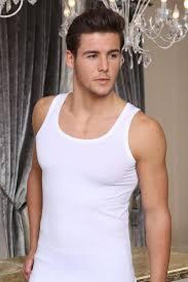 Tutku-Men's White 6-Pack Lycra Undershirts