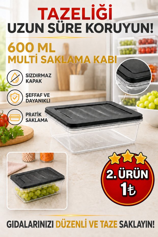 600 ml Multi Storage Container with Lid Freezer Storage Container - 2. Product 1 Tl