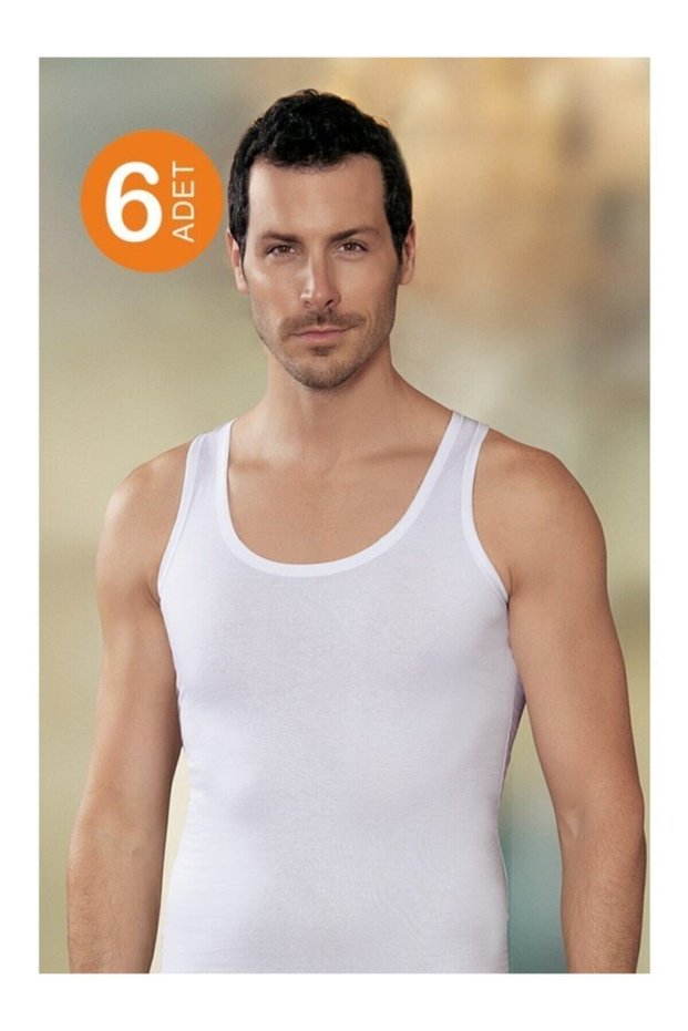 Men's 6-Piece Wide Strap Combed Cotton Undershirt New Season