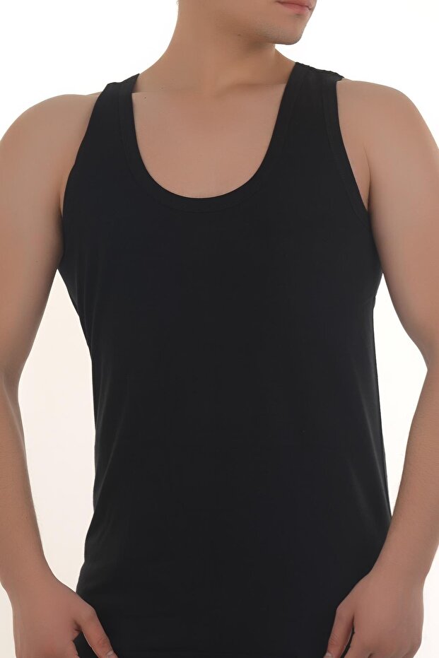 Me005 Black Men's 4 Pieces Combed Cotton Undershirt