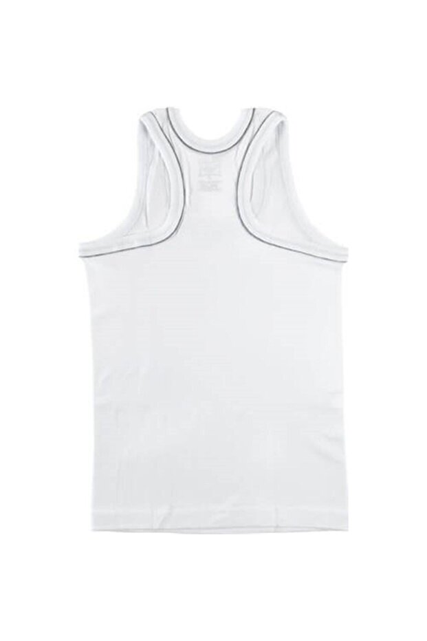 Tutku-Boy's White 6-Piece Pack Cotton Ribbed (Flexible) Sports Rambo Undershirt (with Lycra)