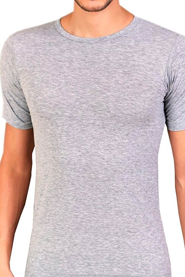Tutku-Men's Gray 6-Pack Crew Neck Undershirt Elf568Ber10246