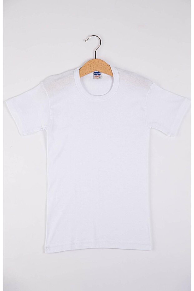 Tutku-1510 Boy's Short Sleeve Crew Neck Ribbed Faniala 3-Piece Undershirt