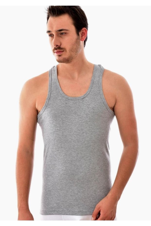 Tutku-Gri Ribana Rambo Men's Undershirt New Season (3 Pieces Economic Package)
