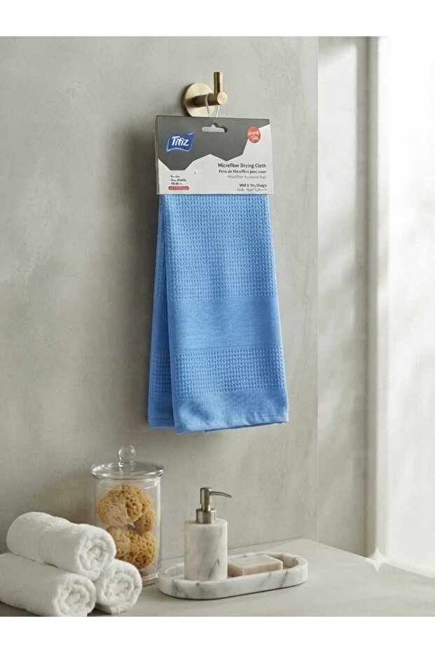 Titiz Microfiber Drying Cloth 40X60 cm Blue - Wet & Dry Use Super Absorbent Cleaning Cloth