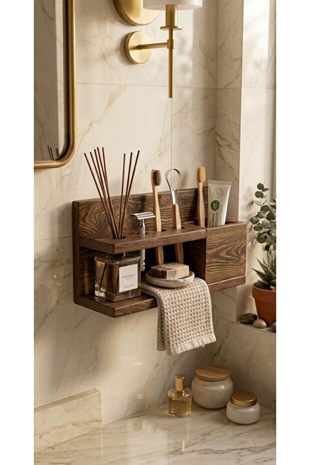 Decorative Natural Wooden Shelf Bathroom Organizer Shelf Wall Shelf Dowry