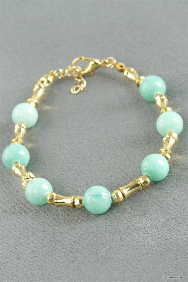 Spt-Gld Ceyt Stone Metal Bracelet (233644) Water Green