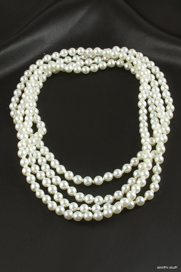 Spt-Gld 8 mm Pearl Necklace 190 (231103) cm White