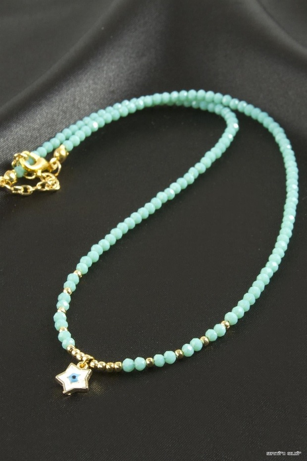 Spt-Gld Mixed Crystal Pendant 1 (225241) Piece Turquoise