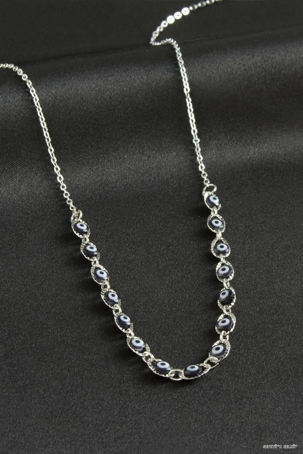 Spt-Gld Evil Eye Enamel (231420) Necklace Black