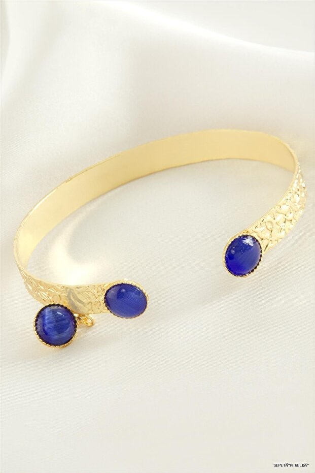 Spt-Gld Hanging Glass Stone Bracelet (234022) Navy Blue
