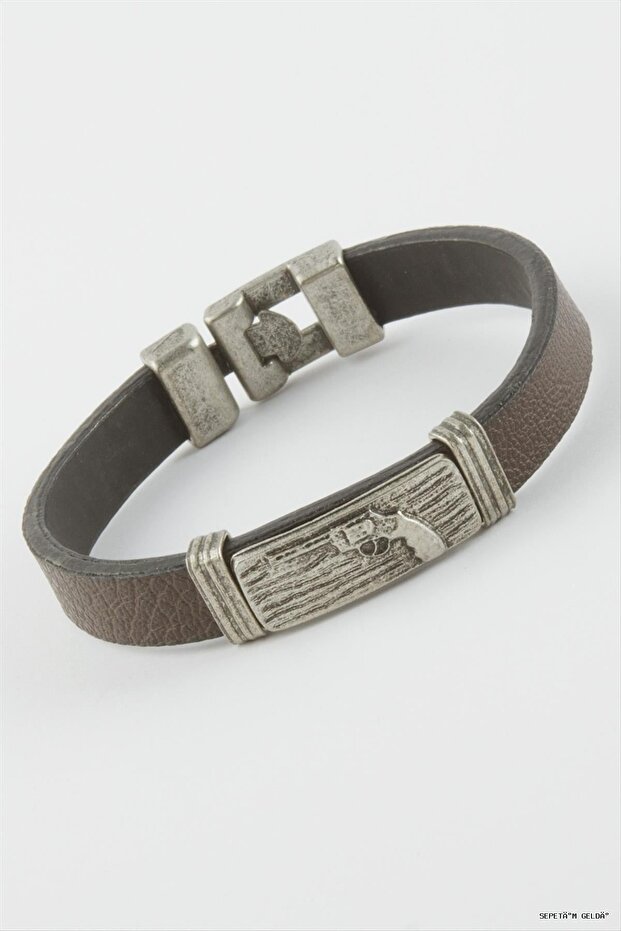 Spt-Gld Gun Faux Leather (00921) Bracelet Brown