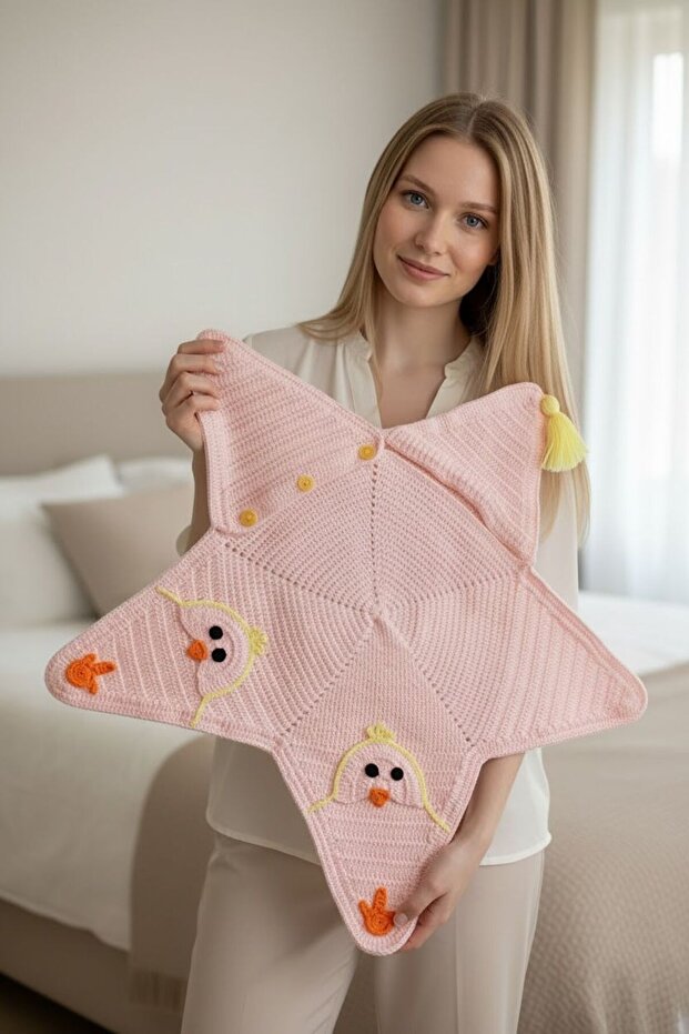 Hand-Knitted Special Design Star-Shaped Baby Romper