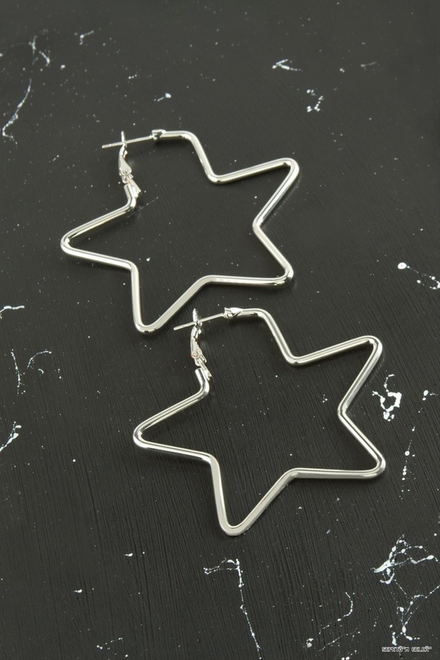 Spt-Gld Star Tr Earrings 5 cm (04104) Silver Color