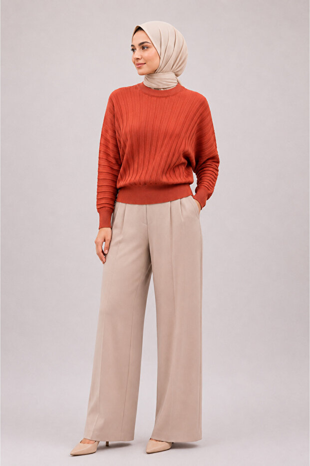 Elastic Waist Sweater Ns-27K202 Tile