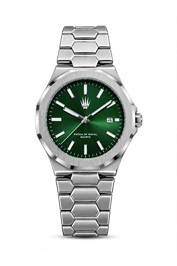 Bound Silver Green Steel Wrist Watch