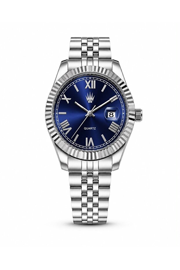 Calvior Silver Blue Steel Wristwatch