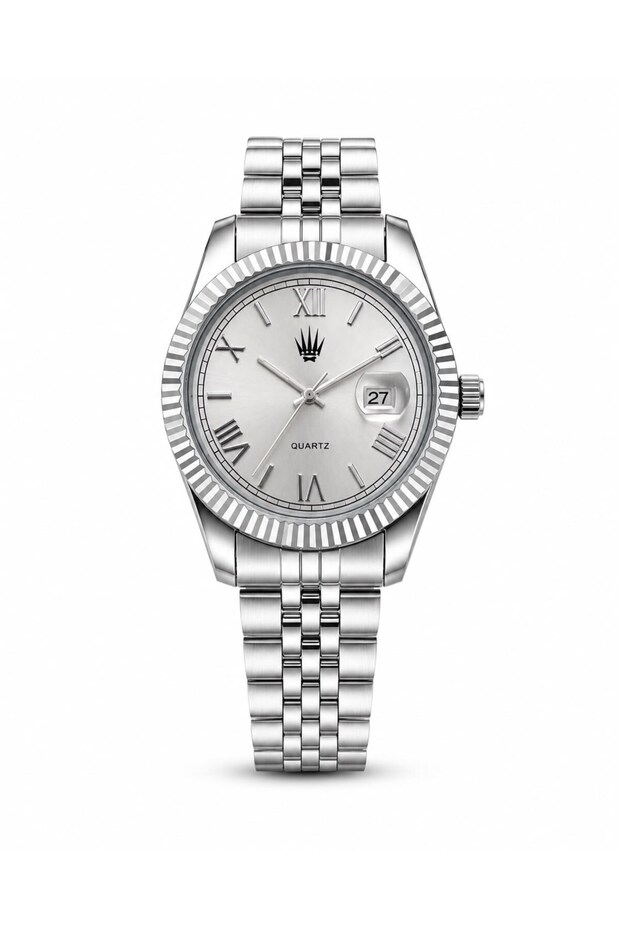 Calvior Silver Metallic Steel Wristwatch