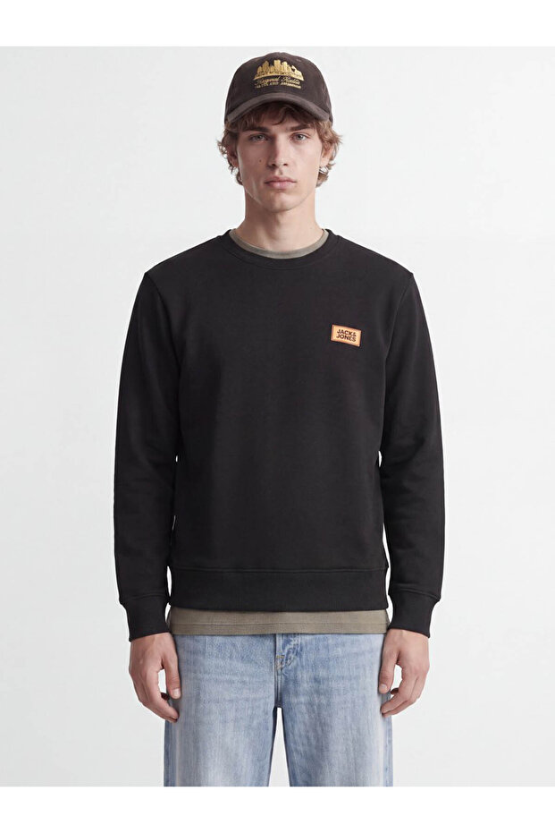 Jjrush Sweat Crew Neck Black Men's Sweatshirt 12298426