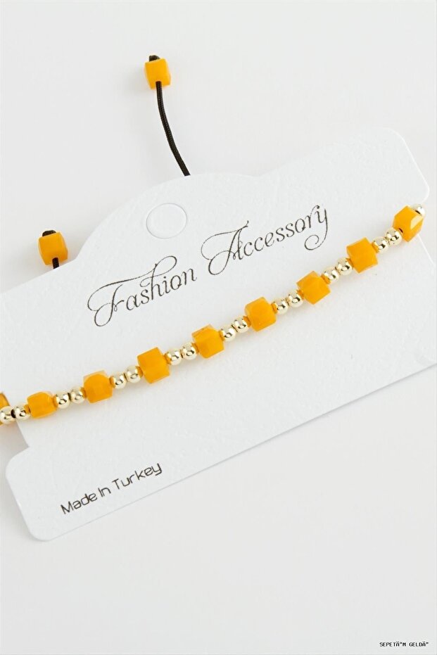 Spt-Gld Cube Ball Metal Crystal (05102) Bracelet Yellow