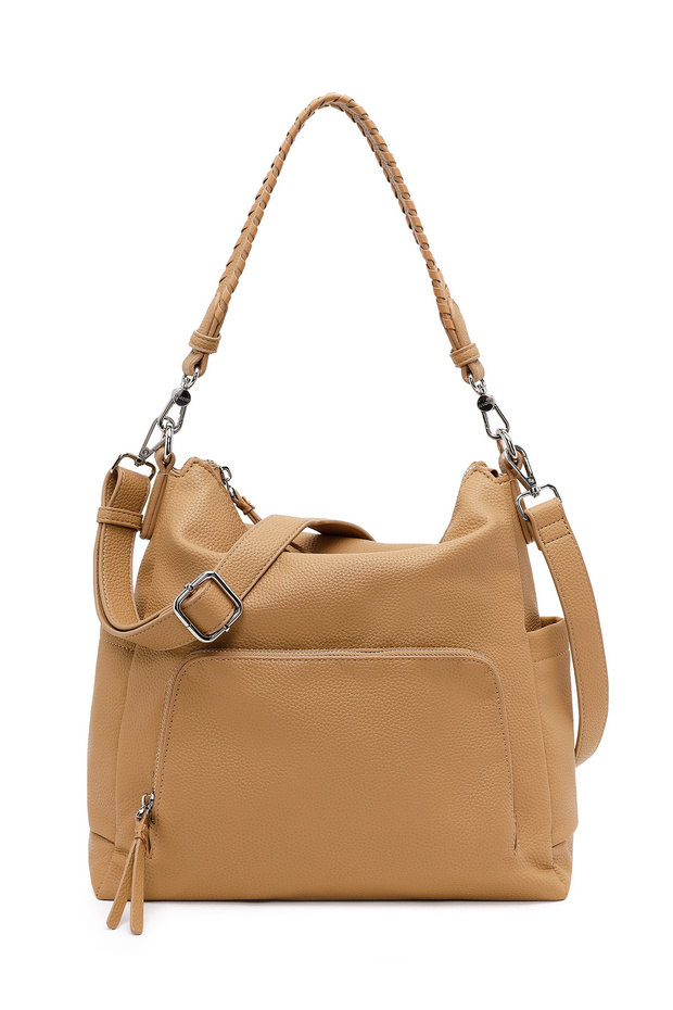 Women's Beige Long Strap Shoulder Bag Ab100026Sf