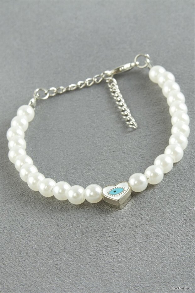Zngzrmll Heart Eye Pearl (25614) Bracelet White