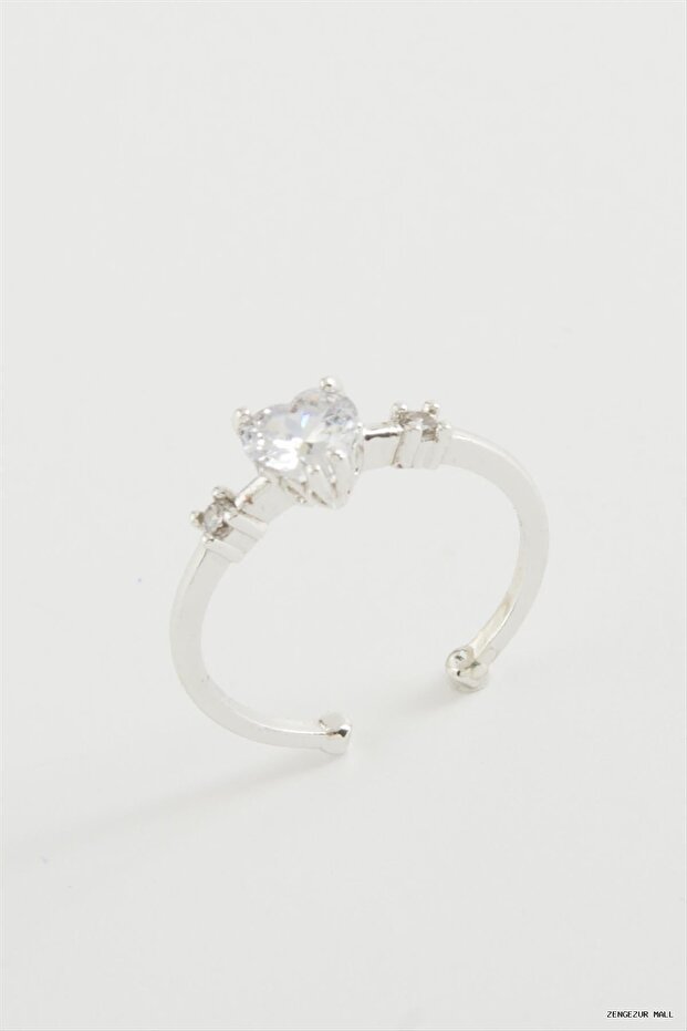 Zngzrmll Heart Zircon Stone Ring (30751) Silver Color