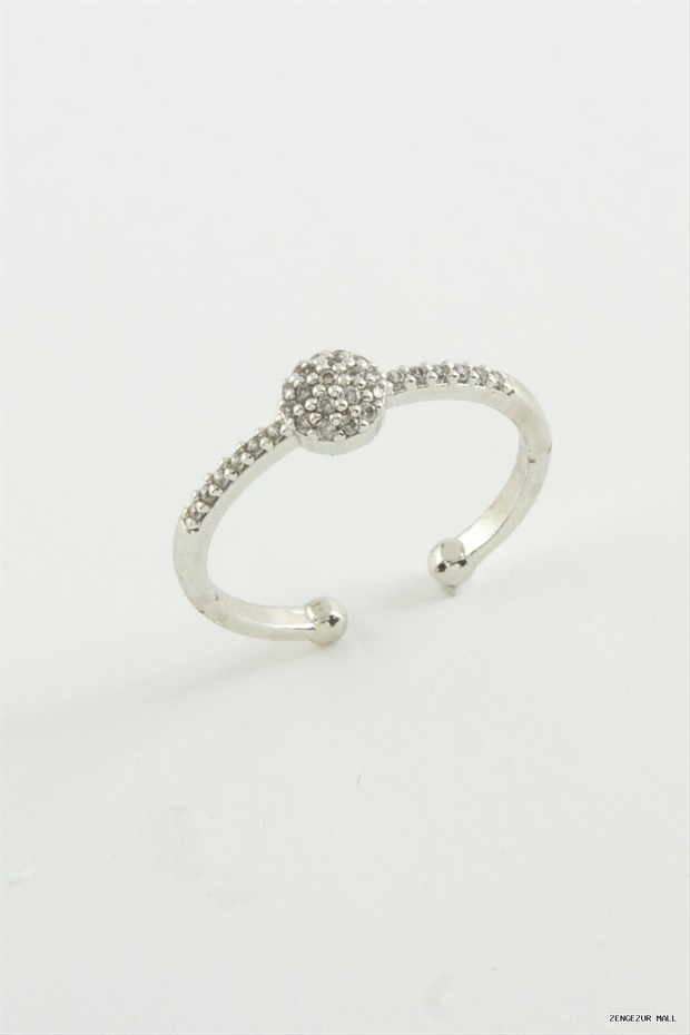 Zngzrmll Round Zircon Stone Ring (30815) Silver Color