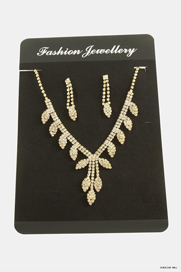 Zngzrmll Leaf Luxury Waterway Set (41953) Necklace Yellow