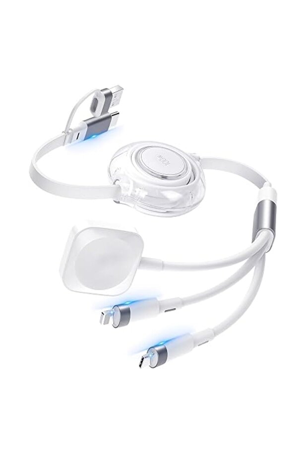 كابل شحن قابل للسحب 3 في 1 بقوة 100 واط، سلك شحن سريع عالمي مع أطراف USB C وMicro USB
