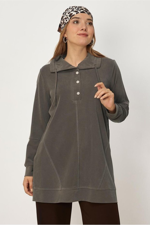 Shirt Collar Sweatshirt Tunic 46713