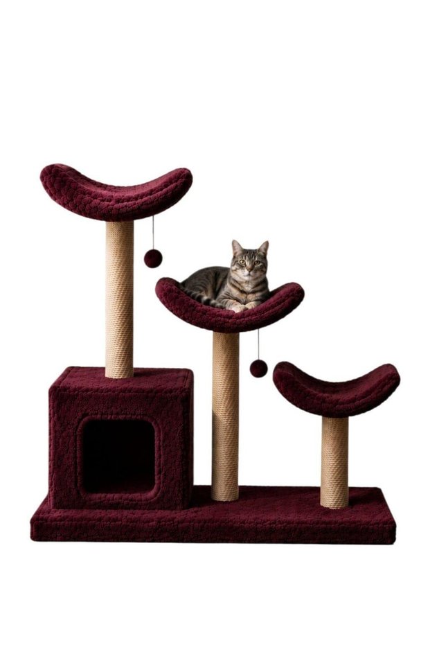 L1 Cat Nest Bed Scratching Tower Luxury 3-Bed Extra Wide Cat-Friendly Fabric Wipeable