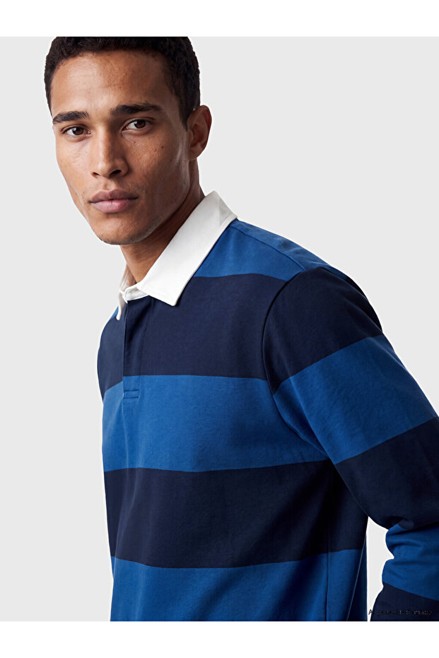 Rmz Gi̇yi̇m Farkiyla Devrik Roba Collar Striped Men's Sweatshirt