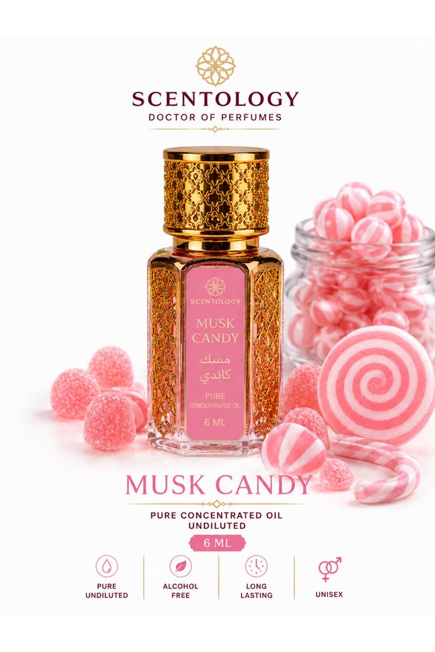 Scentology Doctor of Perfumes Musk Candy – Pure Concentrated Musk Oil, Alcohol-Free, Unisex, 6 ml