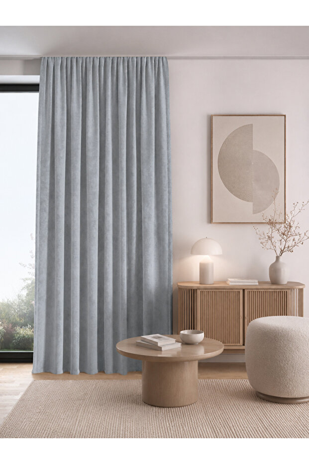 Ada Fon Gray Soft Textured Decorative Background Curtain