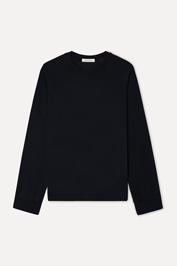 Women's Black Modal Blend Loose Fit Crew Neck Sweatshirt