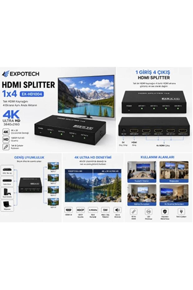 HDMI Splıtter 1/4 Ex-Hdmı 1004