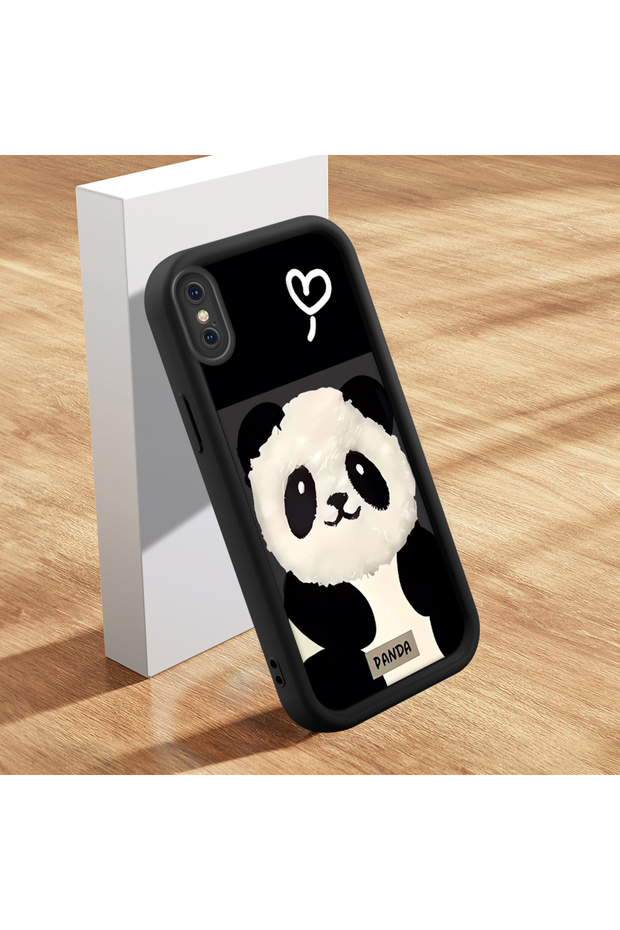 iPhone X/Xs Compatible Cute Panda Figure Printed Hard Case, Shock-Absorbing Protection