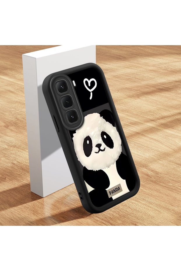 Infinix Hot 60I Compatible Cute Panda Figure Printed Hard Case, Shock-Absorbing Protection