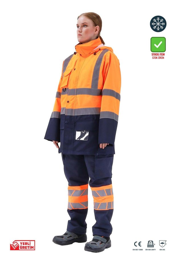 Safesawa Alaska Hi-Vis 5 in 1 Parka Neon Orange - Navy Blue 5+1 Coat 4121