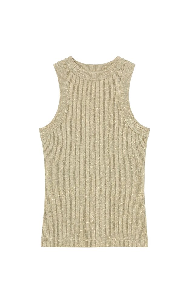 Gold Glitter Thick Ribbed Athlete's Undershirt