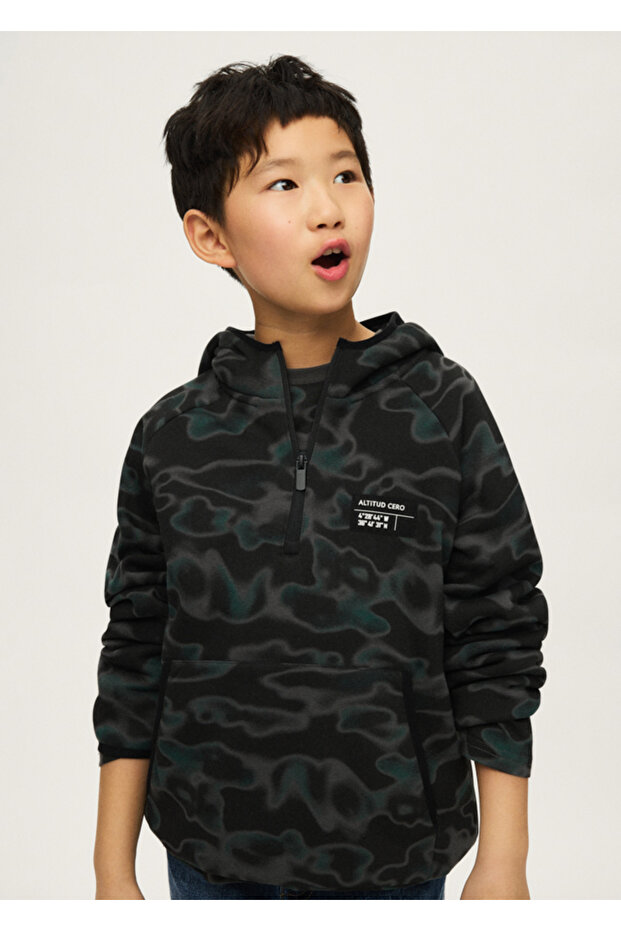 Boy's Zipper Sweat Carbon 7407