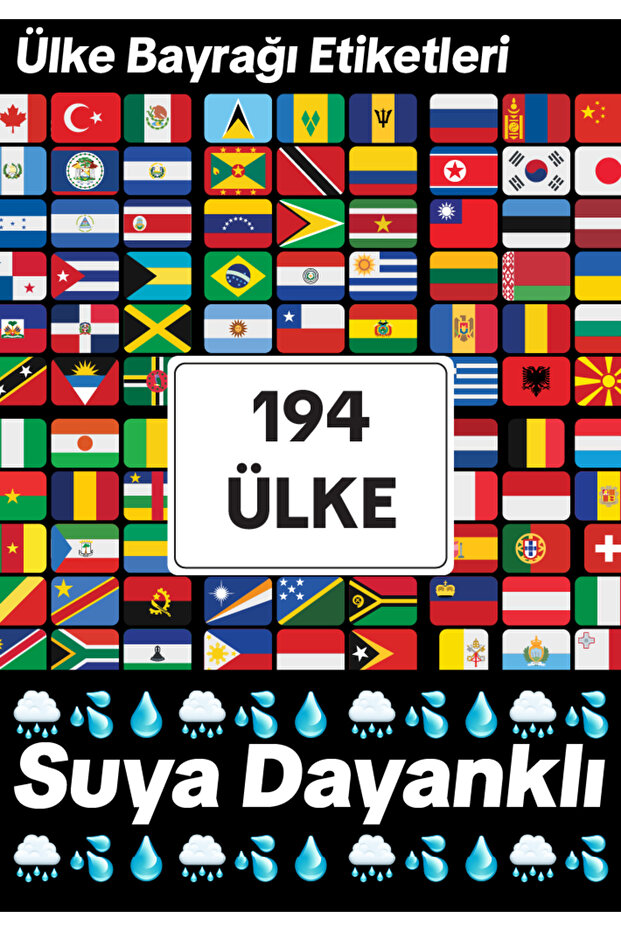 Waterproof World Countries Flag Sticker Set 194 Countries 216 Pp Stickers 4X3 cm Sticker