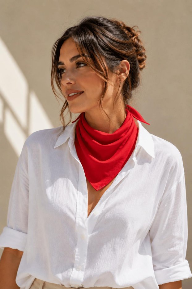 Papuç Sepeti 100% Cotton Flag Red Unisex Square Scarf Multi-Purpose Bandana Neck Scarf - 52X52 C